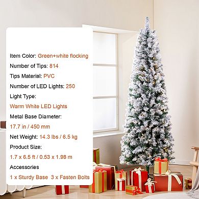 Prelit Snow Flocked Artificial Christmas Tree with Warm White LED Lights