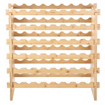 Wicker Wood Wine Rack 48 Bottle Freestanding Wine Storage for Home Bar