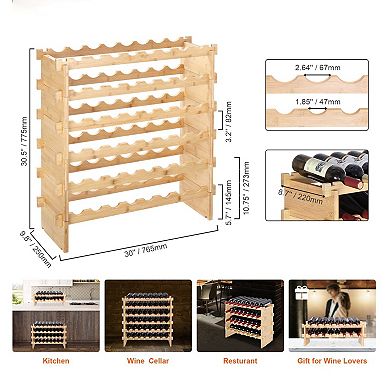 Wicker Wood Wine Rack 48 Bottle Freestanding Wine Storage for Home Bar
