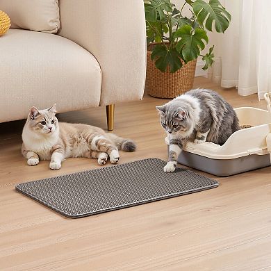 Double Layer Cat Litter Mat with Honeycomb Design for Litter Box Floor Protection