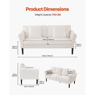 Velvet Two-Seater Loveseat, Soft High-Density Upholstery with Foam Support