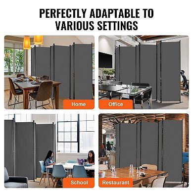 6 Panel Room Divider with Oxford Fabric and Iron Frame for Home or Office