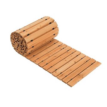 Cedar Wood Rollable Garden Walkway Non-Slip Rust-Resistant Wire for Patio Yard