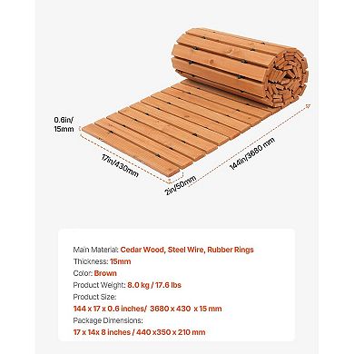 Cedar Wood Rollable Garden Walkway Non-Slip Rust-Resistant Wire for Patio Yard