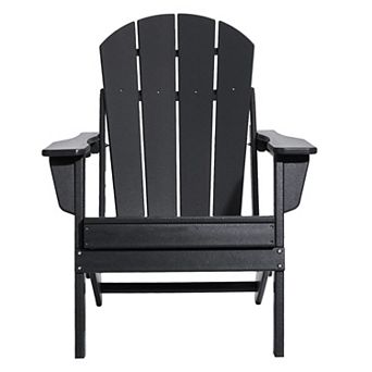 Foldable Adirondack Chair for Patio, Deck, Garden, Pool with Cup Holder