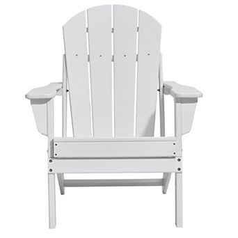 Foldable Adirondack Chair for Patio, Deck, Garden, Pool with Cup Holder