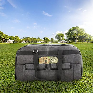 Pet Carrier Backpack with Wheels and Mesh Windows for Travel