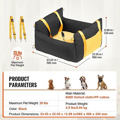 Portable Dog Booster Seat, Sofa-Style Fully Enclosed Booster for Front or Rear Seats