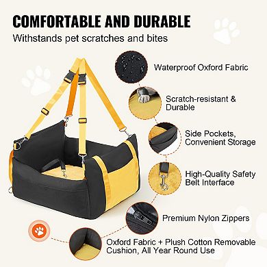 Portable Dog Booster Seat, Sofa-Style Fully Enclosed Booster for Front or Rear Seats