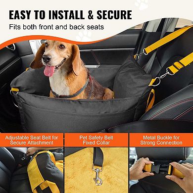 Portable Dog Booster Seat, Sofa-Style Fully Enclosed Booster for Front or Rear Seats