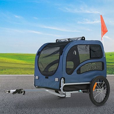 Dog Bicycle Trailer with PVC Cover and Removable Wheels for Outdoor Rides