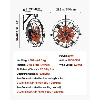 Wall Mounted Fan with Remote Control and Timer for Bedroom or Office
