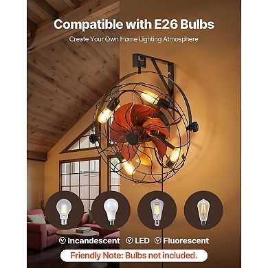 Wall Mounted Fan with Remote Control and Timer for Bedroom or Office