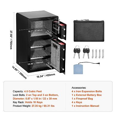 Alloy Steel Digital Safe Box with Keypad, Divider, and Interior Light