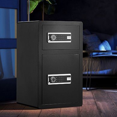 Alloy Steel Digital Safe Box with Keypad, Divider, and Interior Light