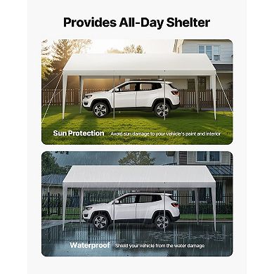 Outdoor Portable Garage Shelter for Vehicles, Steel Frame Carport