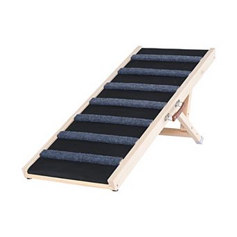 Portable Foldable Dog Ramp Pine Wood with Non-Slip Pads for Beds, Sofas, Cars