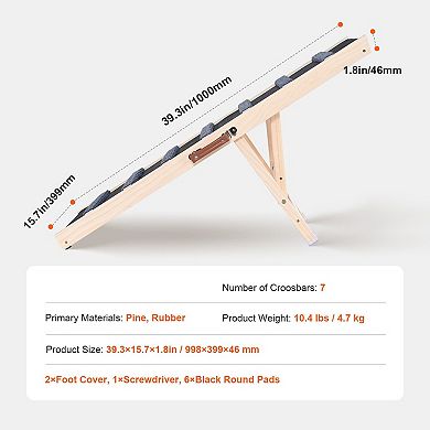 Portable Foldable Dog Ramp Pine Wood with Non-Slip Pads for Beds, Sofas, Cars