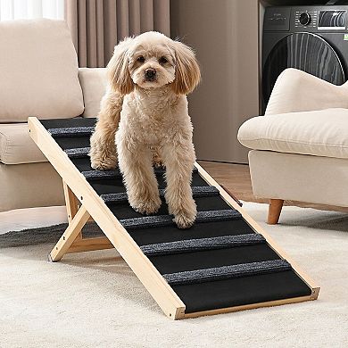 Portable Foldable Dog Ramp Pine Wood with Non-Slip Pads for Beds, Sofas, Cars