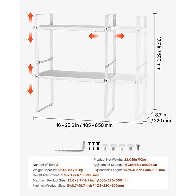 Adjustable Stackable Countertop Shelf Organizer for Kitchen, Bathroom, or Office