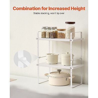 Adjustable Stackable Countertop Shelf Organizer for Kitchen, Bathroom, or Office