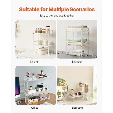 Adjustable Stackable Countertop Shelf Organizer for Kitchen, Bathroom, or Office