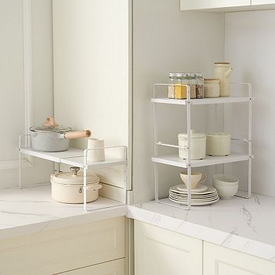 Adjustable Stackable Countertop Shelf Organizer for Kitchen, Bathroom, or Office