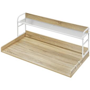 Washer Dryer Countertop with Storage Shelf and Side Hooks for Laundry Room