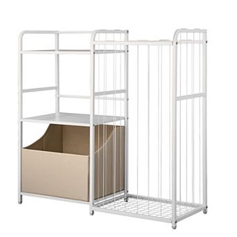 Modular Storage Organizer with Open Cubbies and Side Metal Basket