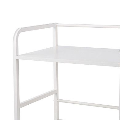 Modular Storage Organizer with Open Cubbies and Side Metal Basket