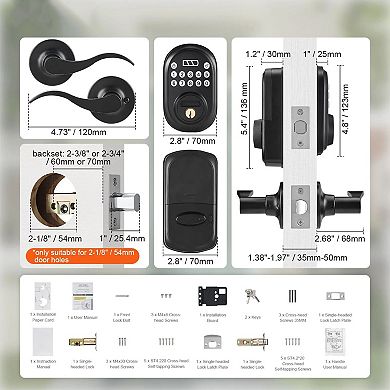 Password and Key Door Lock with Handle, Manual and Constant Open Modes