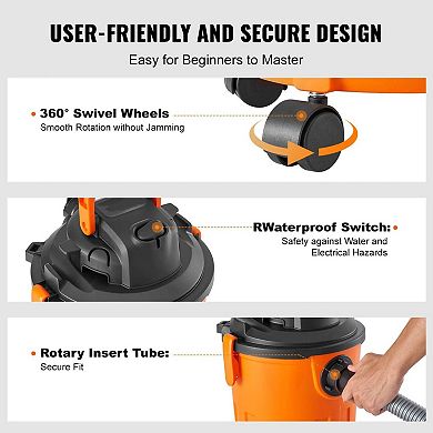 Vacuum Cleaner with Three Filters and Crevice Nozzle for Easy Cleaning