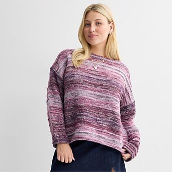 Juniors' Plus Size SO® Spacedye Pullover Sweater