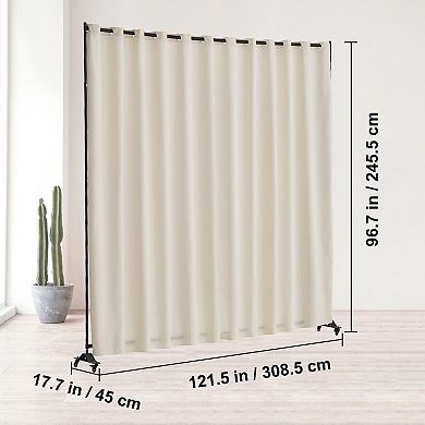 Portable Curtain Room Divider with Wheels for Bedroom Office or Shared Areas