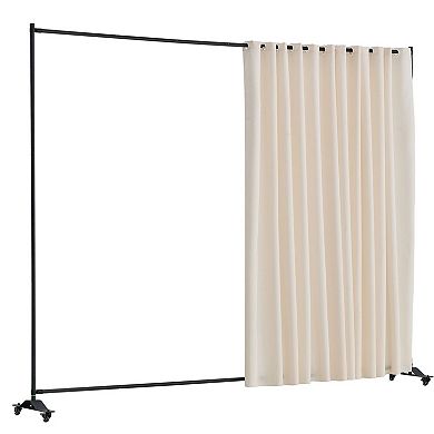 Portable Curtain Room Divider with Wheels for Bedroom Office or Shared Areas