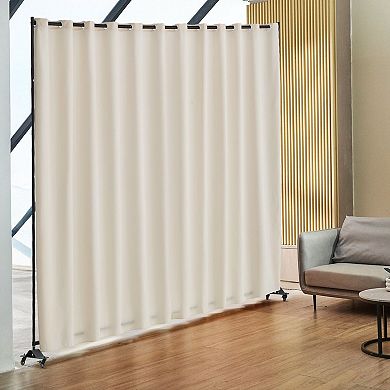 Portable Curtain Room Divider with Wheels for Bedroom Office or Shared Areas