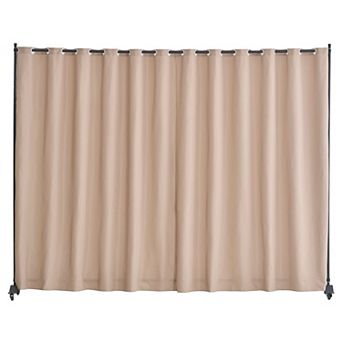 Portable Curtain Room Divider with Wheels for Bedroom Office or Shared Areas