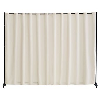 Portable Curtain Room Divider with Wheels for Bedroom Office or Shared Areas