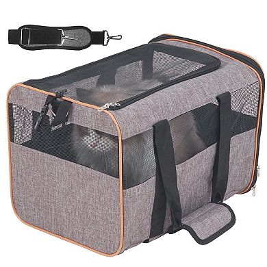 Portable Cat Carrier with Shoulder Straps, Backpack, and Rolling Wheels