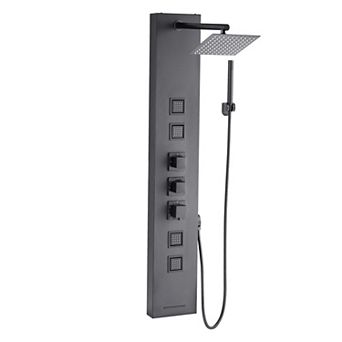 Wall Mount 4 in 1 Shower Panel with Rainfall Head, Body Jets, and Handheld Sprayer