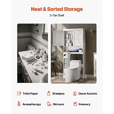 Over the Toilet Storage Cabinet, Tall Bathroom Organizer with Shelves