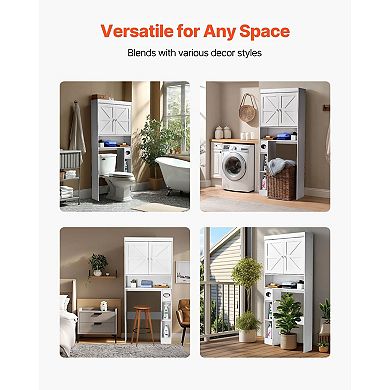 Over the Toilet Storage Cabinet, Tall Bathroom Organizer with Shelves