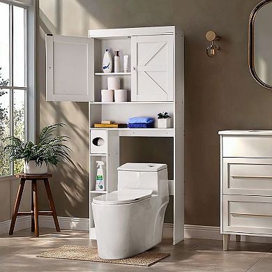 Over the Toilet Storage Cabinet, Tall Bathroom Organizer with Shelves