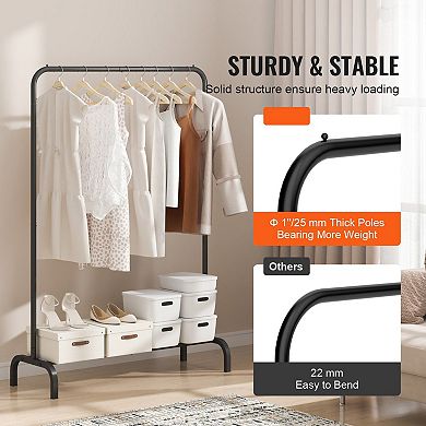U-Shaped Clothes Rack with Hanging Rod and Bottom Shelf