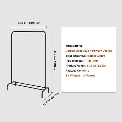 U-Shaped Clothes Rack with Hanging Rod and Bottom Shelf