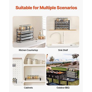 Stackable Spice Rack Organizer with Adjustable Tiers for Countertop or Wall