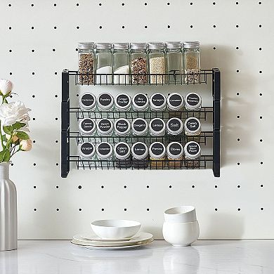 Stackable Spice Rack Organizer with Adjustable Tiers for Countertop or Wall