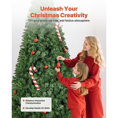 Unlit Artificial Christmas Tree with Wide Shape and Adjustable Branches