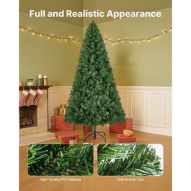 Unlit Artificial Christmas Tree with Wide Shape and Adjustable Branches