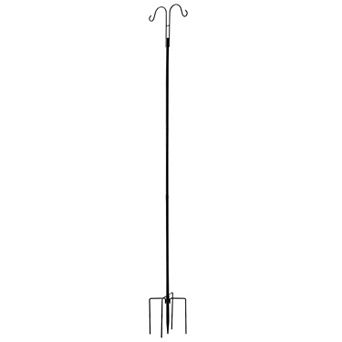 Shepherd Hook Bird Feeder Pole Dual Arm Steel Stand for Plants Lanterns Decor